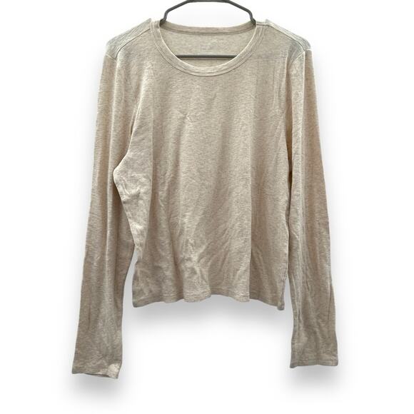 Aerie Cream Long Sleeve Ribbed Knit Crewneck Pullover Top Sz XXL NEW - Picture 1 of 10